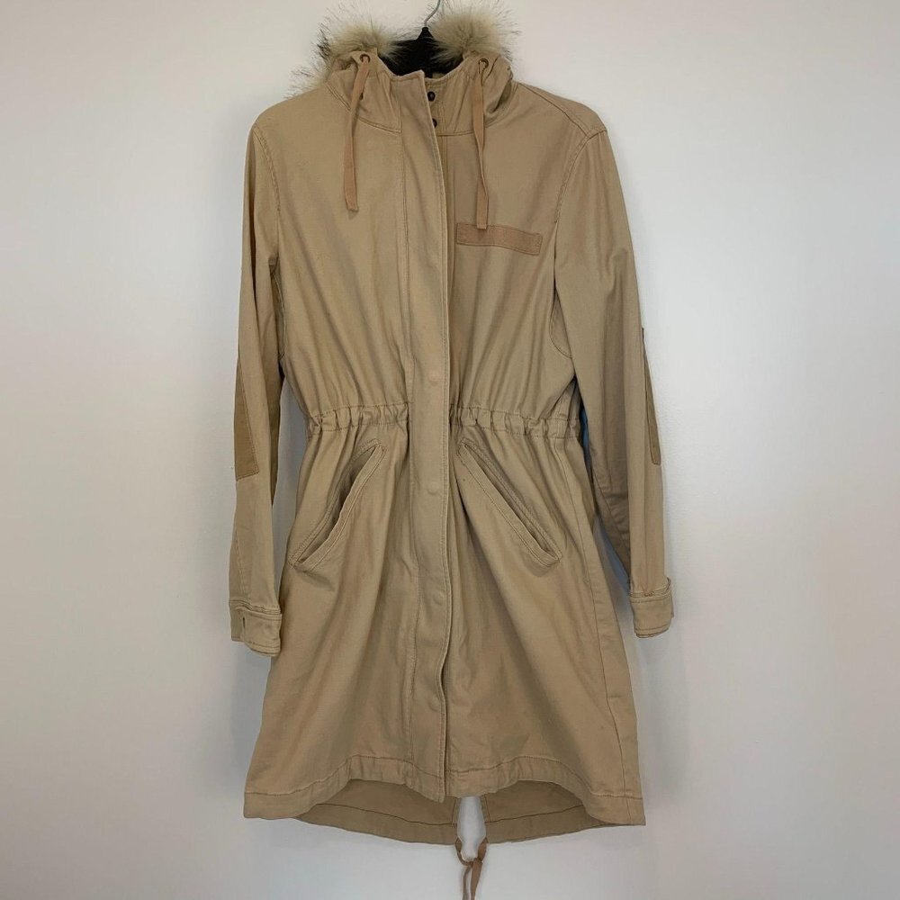 Gap Long faux fur hood coat long sleeve small